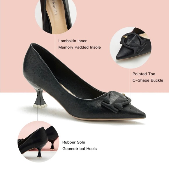 C Paravano Shoes Women C Buckled Pumps Black Slip On Heels Size 36 fit 5.5US - Picture 9 of 11